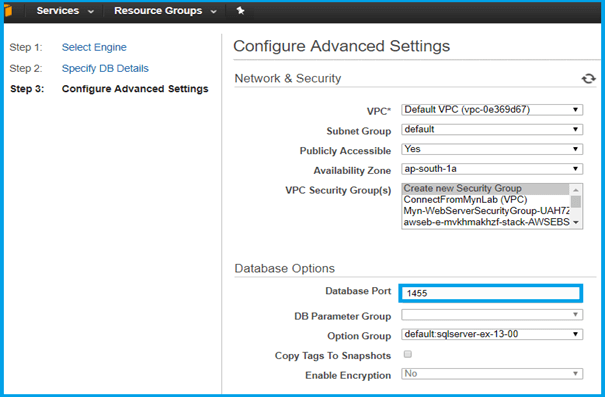 SQL Database in AWS