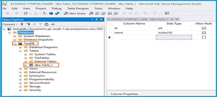 SQL Database in AWS